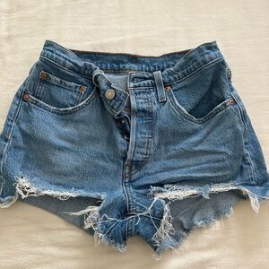 Denim Blue Women's LEVI Distressed Shorts